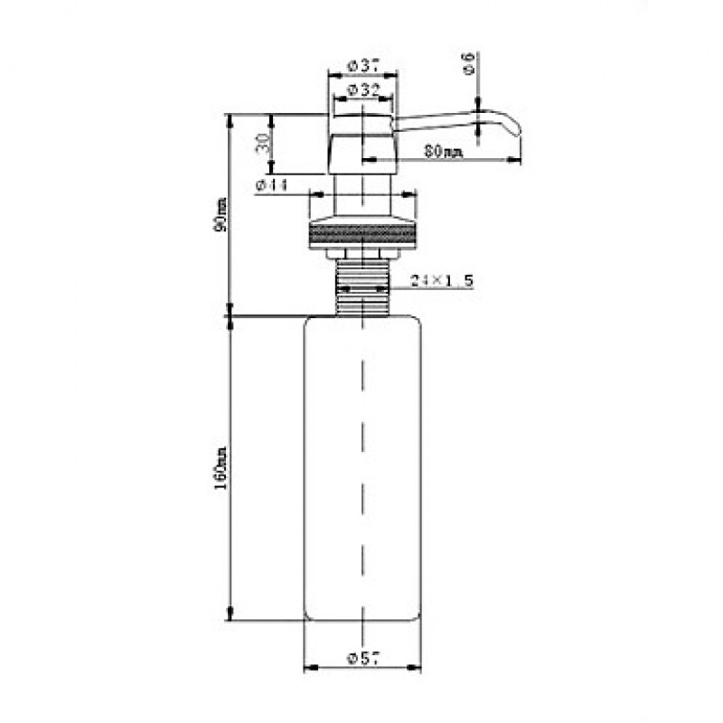 Soap Dispenser Chrome Wall Mounted 250 x 90 x 90mm (9.84 x 3.54 x 3.54") Stainless Steel Contemporary