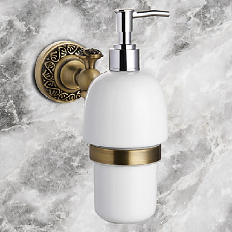 Soap Dispenser Antique Bronze Wall Mounted 18*19cm(7.08*7.48inch) Brass / Ceramic Antique