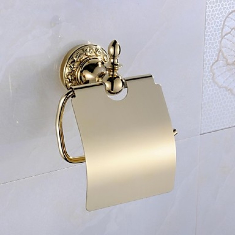 Toilet Paper Holder Ti-PVD Wall Mounted 13*6*17cm(5*2.3*6.7inch) Brass Antique