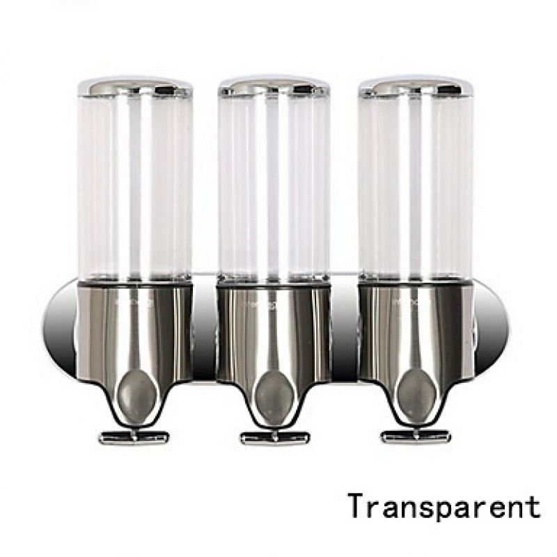 Set of 3 Wall-Mounted Bathroom and Kitchen Soap and liquid Dispenser Holder Stainless Steel